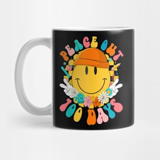 Groovy Peace Out 100 Days Of School Smile Face Kids Mug